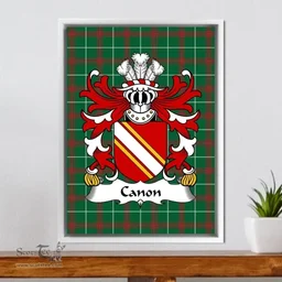 ScotsTee Shop Welsh Canon (of Haverfordwest) Coat of Arms Family Crest Welsh National Tartan Framed Canvas Print