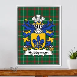 ScotsTee Shop Welsh Hubbertson (of Pembrokeshire) Coat of Arms Family Crest Welsh National Tartan Framed Canvas Print