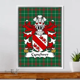 ScotsTee Shop Welsh Cynchwr (lord, of Ireland) Coat of Arms Family Crest Welsh National Tartan Framed Canvas Print
