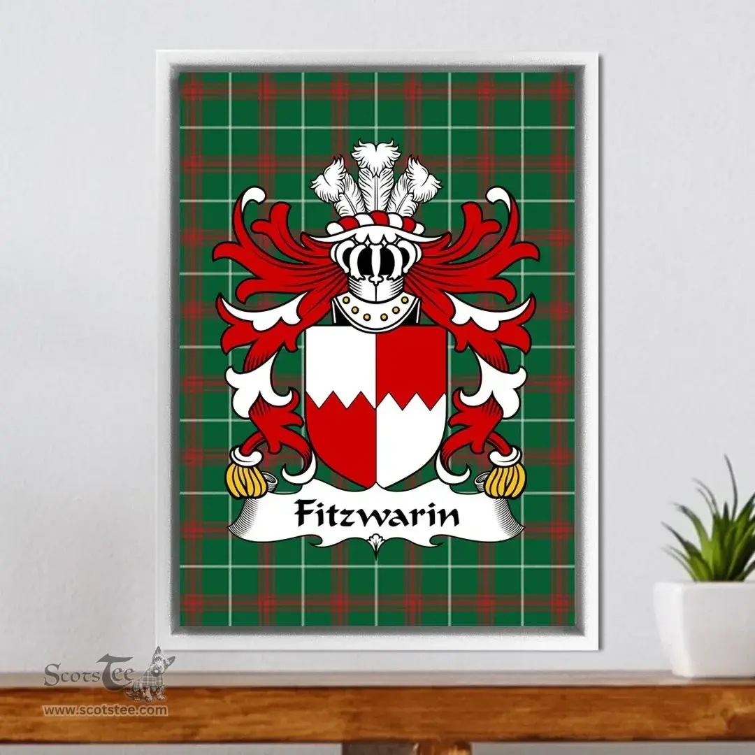 ScotsTee Shop Welsh Fitzwarin (Lords of Whittington) Coat of Arms Family Crest Welsh National Tartan Framed Canvas Print