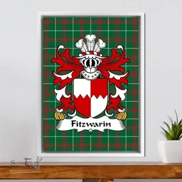 ScotsTee Shop Welsh Fitzwarin (Lords of Whittington) Coat of Arms Family Crest Welsh National Tartan Framed Canvas Print