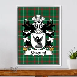 ScotsTee Shop Welsh Chantrel (of Rhuddlan, Flint) Coat of Arms Family Crest Welsh National Tartan Framed Canvas Print