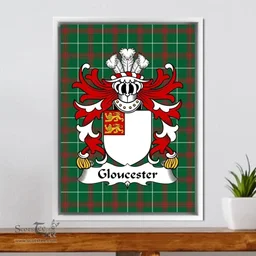ScotsTee Shop Welsh Gloucester (mother was heiress to Fitzhamon) Coat of Arms Family Crest Welsh National Tartan Framed Canvas Print