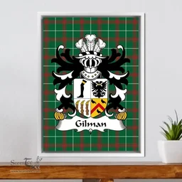 ScotsTee Shop Welsh Gilman (Claims descent from Cilmin Troed-ddu) Coat of Arms Family Crest Welsh National Tartan Framed Canvas Print