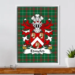 ScotsTee Shop Welsh Ednyfed (FYCHAN) Coat of Arms Family Crest Welsh National Tartan Framed Canvas Print