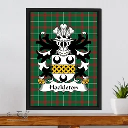 ScotsTee Shop Welsh Hockleton (of TreÕrgarreg, Church Stoke) Coat of Arms Family Crest Welsh National Tartan Framed Canvas Print
