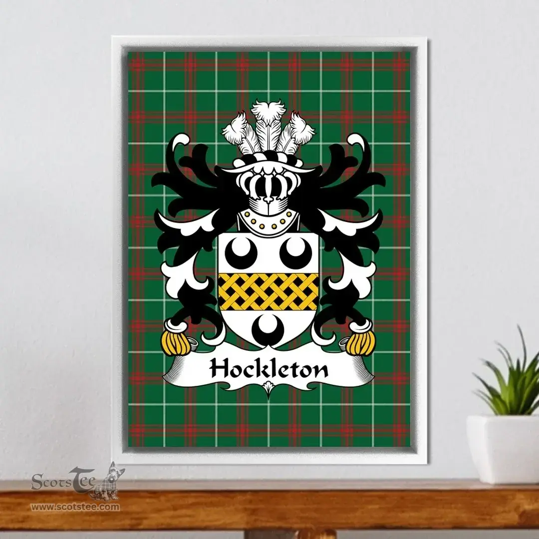 ScotsTee Shop Welsh Hockleton (of TreÕrgarreg, Church Stoke) Coat of Arms Family Crest Welsh National Tartan Framed Canvas Print