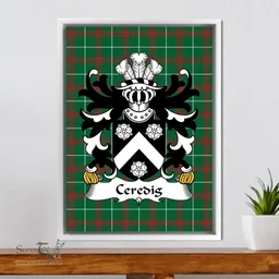 ScotsTee Shop Welsh Ceredig (Lord of Ceredigion) Coat of Arms Family Crest Welsh National Tartan Framed Canvas Print