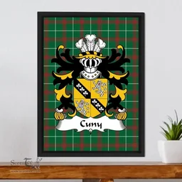 ScotsTee Shop Welsh Cuny (of Welston, Pembrokeshire) Coat of Arms Family Crest Welsh National Tartan Framed Canvas Print