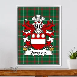 ScotsTee Shop Welsh Devereux (of Weobley, Herefordshire) Coat of Arms Family Crest Welsh National Tartan Framed Canvas Print