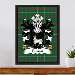 ScotsTee Shop Welsh Einion (AP CELYNIN -of Llwydiarth) Coat of Arms Family Crest Welsh National Tartan Framed Canvas Print