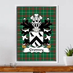 ScotsTee Shop Welsh Gronwy (ab Einion, ap Llywarch) Coat of Arms Family Crest Welsh National Tartan Framed Canvas Print