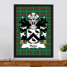ScotsTee Shop Welsh Hope (of Broughton, Flint) Coat of Arms Family Crest Welsh National Tartan Framed Canvas Print
