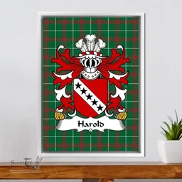ScotsTee Shop Welsh Harold (of Haroldston, Pembrokeshire) Coat of Arms Family Crest Welsh National Tartan Framed Canvas Print