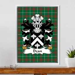 ScotsTee Shop Welsh Dean (of Marcross, Glamorgan) Coat of Arms Family Crest Welsh National Tartan Framed Canvas Print