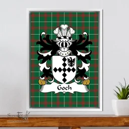ScotsTee Shop Welsh Goch (or Gough-of Wodberye, Devonshire) Coat of Arms Family Crest Welsh National Tartan Framed Canvas Print