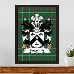 ScotsTee Shop Welsh Foxwith (of Caernarfonshire) Coat of Arms Family Crest Welsh National Tartan Framed Canvas Print