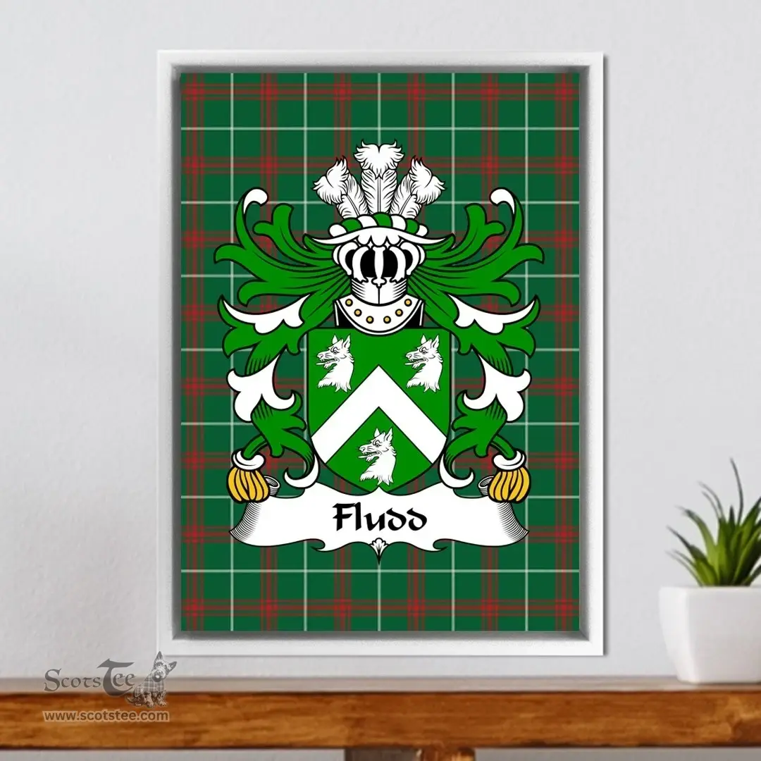 ScotsTee Shop Welsh Fludd (Thomas, of Kent, family of Welsh origin) Coat of Arms Family Crest Welsh National Tartan Framed Canvas Print
