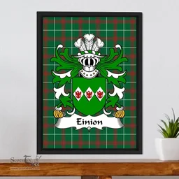 ScotsTee Shop Welsh Einion (AP CARADOG) Coat of Arms Family Crest Welsh National Tartan Framed Canvas Print