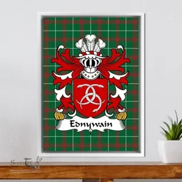 ScotsTee Shop Welsh Ednywain (AP BRADWEN) Coat of Arms Family Crest Welsh National Tartan Framed Canvas Print