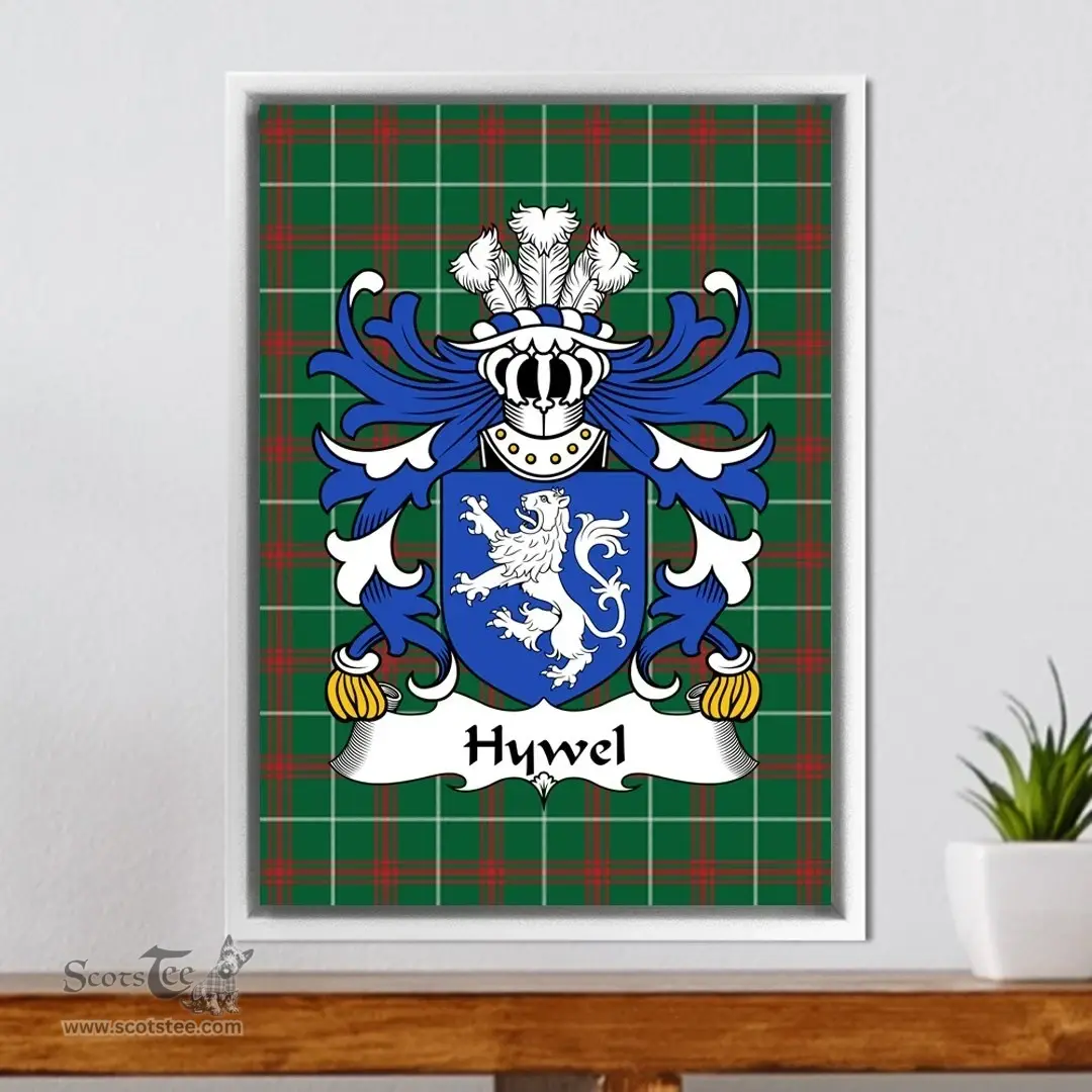 ScotsTee Shop Welsh Hywel (AP GRUFFUDD GOCH) Coat of Arms Family Crest Welsh National Tartan Framed Canvas Print