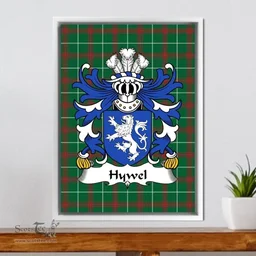 ScotsTee Shop Welsh Hywel (AP GRUFFUDD GOCH) Coat of Arms Family Crest Welsh National Tartan Framed Canvas Print