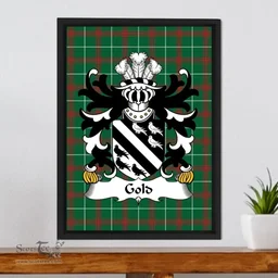 ScotsTee Shop Welsh Gold (of Oswestry, Shropshire) Coat of Arms Family Crest Welsh National Tartan Framed Canvas Print