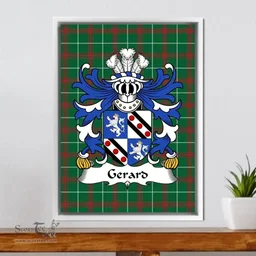 ScotsTee Shop Welsh Gerard (of Cheshire, Daughter m. Wynn of Gwydir) Coat of Arms Family Crest Welsh National Tartan Framed Canvas Print