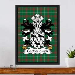 ScotsTee Shop Welsh Goodenough (or Gwdinwch, of Caernarfonshire) Coat of Arms Family Crest Welsh National Tartan Framed Canvas Print