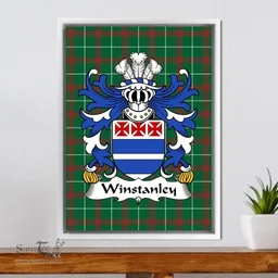 ScotsTee Shop Welsh Winstanley (of St. Dogmaels, Pembrokeshire) Coat of Arms Family Crest Welsh National Tartan Framed Canvas Print
