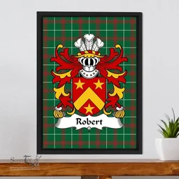 ScotsTee Shop Welsh Robert (AP GRUFFUDD) Coat of Arms Family Crest Welsh National Tartan Framed Canvas Print