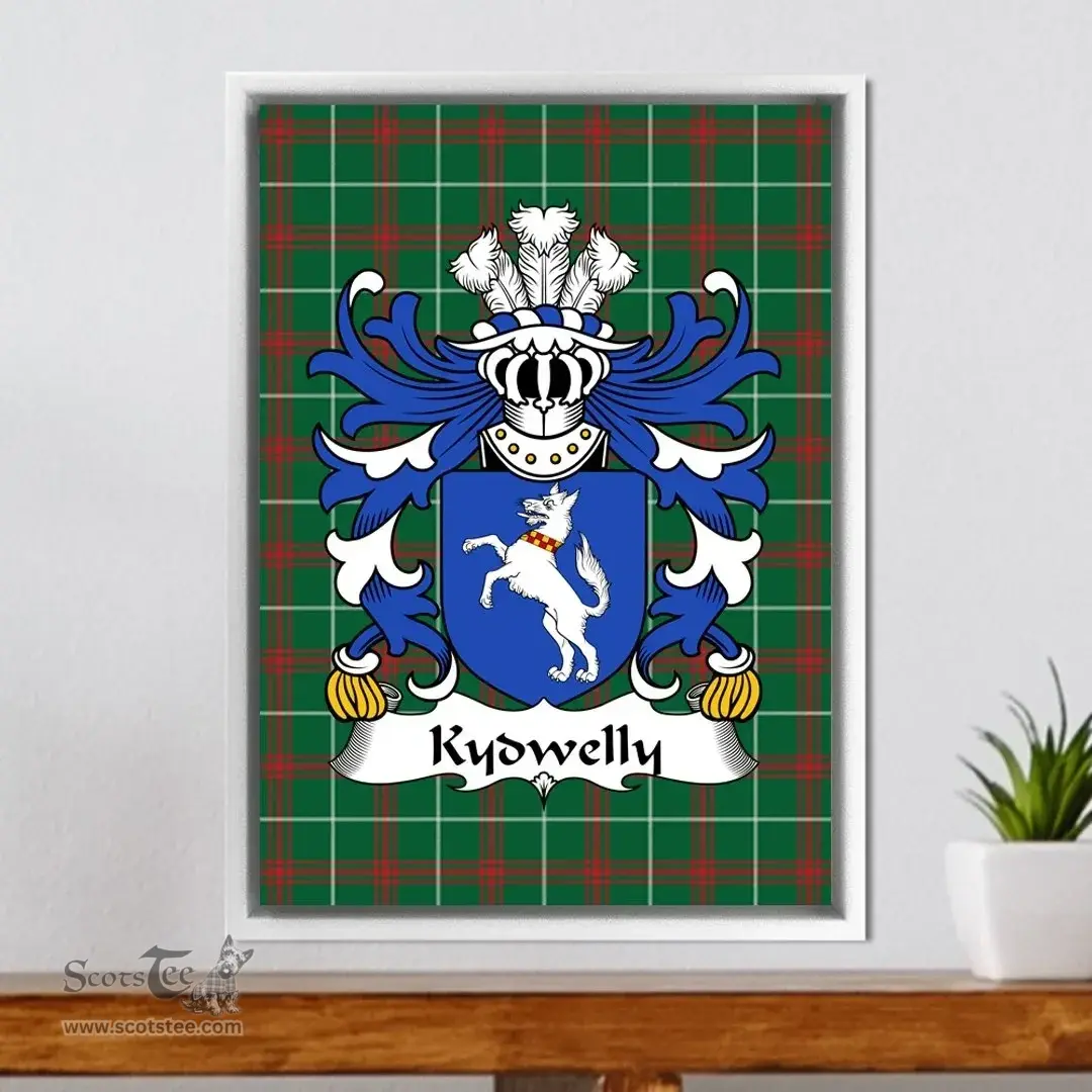 ScotsTee Shop Welsh Kydwelly (Sir Morgan-Chancellor of Glamorgan) Coat of Arms Family Crest Welsh National Tartan Framed Canvas Print