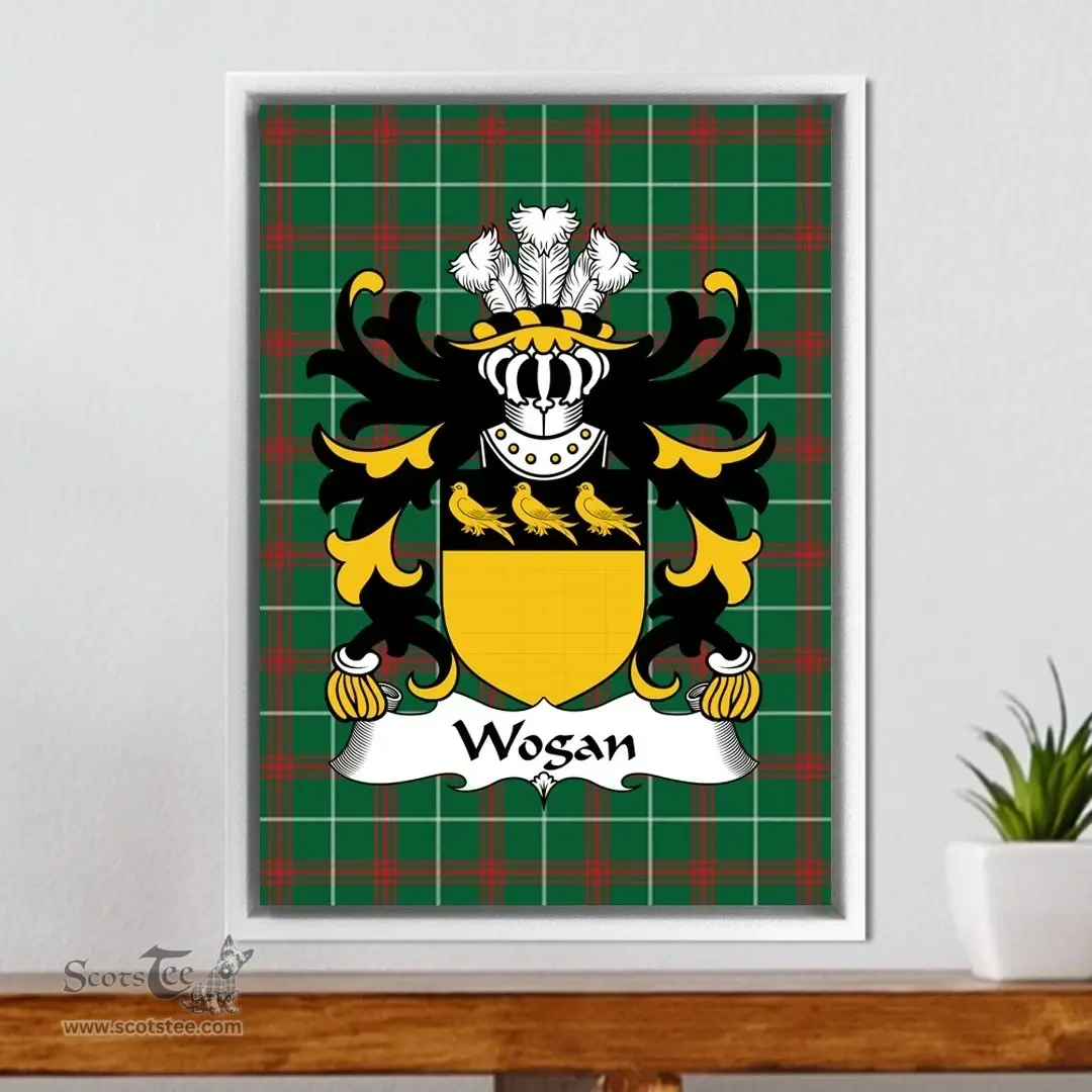 ScotsTee Shop Welsh Wogan (of Pembrokeshire) Coat of Arms Family Crest Welsh National Tartan Framed Canvas Print