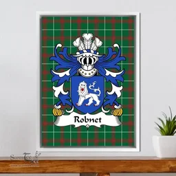 ScotsTee Shop Welsh Robnet (of Caldicot, Monmouthshire) Coat of Arms Family Crest Welsh National Tartan Framed Canvas Print