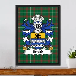 ScotsTee Shop Welsh Smith (of Denbighshire) Coat of Arms Family Crest Welsh National Tartan Framed Canvas Print