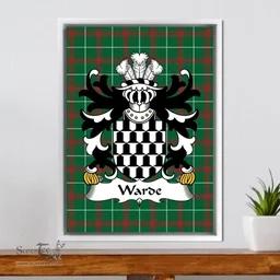 ScotsTee Shop Welsh Warde (de la, of Denbighshire) Coat of Arms Family Crest Welsh National Tartan Framed Canvas Print