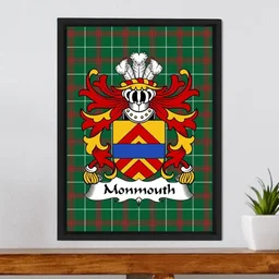ScotsTee Shop Welsh Monmouth (lords of) Coat of Arms Family Crest Welsh National Tartan Framed Canvas Print