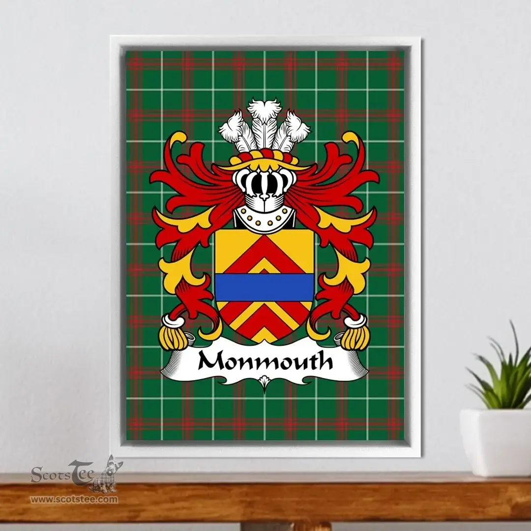 ScotsTee Shop Welsh Monmouth (lords of) Coat of Arms Family Crest Welsh National Tartan Framed Canvas Print