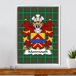 ScotsTee Shop Welsh Monmouth (lords of) Coat of Arms Family Crest Welsh National Tartan Framed Canvas Print