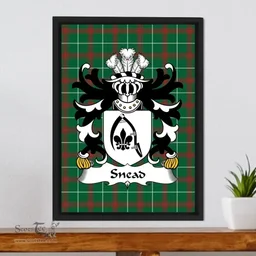 ScotsTee Shop Welsh Snead (of Cheshire) Coat of Arms Family Crest Welsh National Tartan Framed Canvas Print