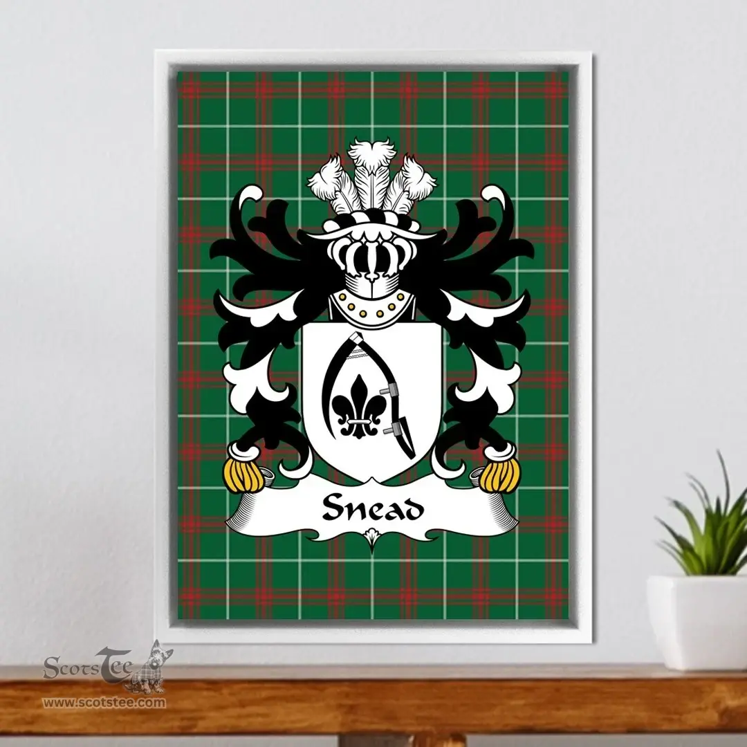 ScotsTee Shop Welsh Snead (of Cheshire) Coat of Arms Family Crest Welsh National Tartan Framed Canvas Print