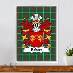 ScotsTee Shop Welsh Robert (lord of Cydewen) Coat of Arms Family Crest Welsh National Tartan Framed Canvas Print