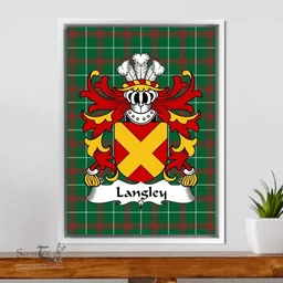 ScotsTee Shop Welsh Langley Coat of Arms Family Crest Welsh National Tartan Framed Canvas Print