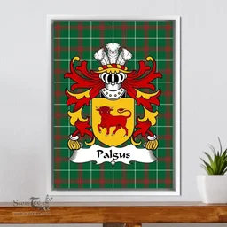 ScotsTee Shop Welsh Palgus (Constable of Harlech, sheriff of Merionethshire) Coat of Arms Family Crest Welsh National Tartan Framed Canvas Print