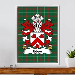 ScotsTee Shop Welsh Iddon (AP RHYS SAIS) Coat of Arms Family Crest Welsh National Tartan Framed Canvas Print