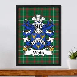 ScotsTee Shop Welsh White (of Tenby, Pembrokeshire) Coat of Arms Family Crest Welsh National Tartan Framed Canvas Print