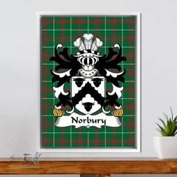 ScotsTee Shop Welsh Norbury (of Flint-Branch of Bulkeley) Coat of Arms Family Crest Welsh National Tartan Framed Canvas Print