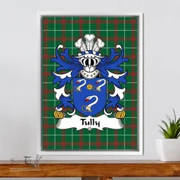 ScotsTee Shop Welsh Tully (Bishop of St. DavidÕs) Coat of Arms Family Crest Welsh National Tartan Framed Canvas Print