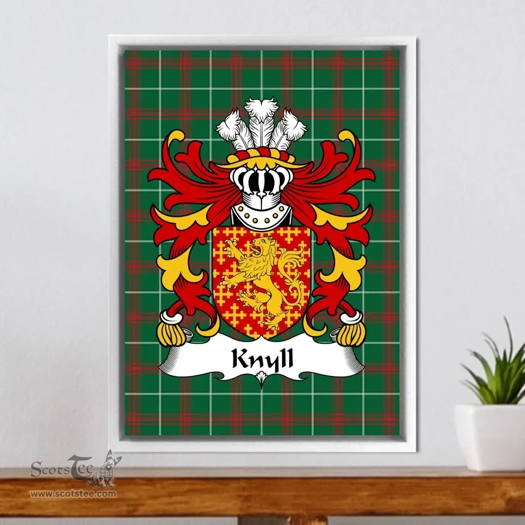 ScotsTee Shop Welsh Knyll (of Knyll, Herefordshire) Coat of Arms Family Crest Welsh National Tartan Framed Canvas Print