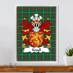 ScotsTee Shop Welsh Knyll (of Knyll, Herefordshire) Coat of Arms Family Crest Welsh National Tartan Framed Canvas Print